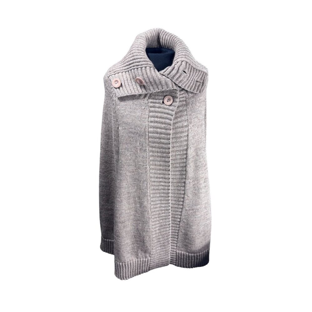 Lord & Taylor Womens Beige Button-Up Cape Sweater S/M